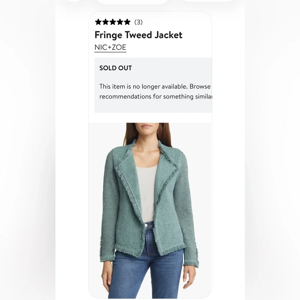 NWT NIC+ZOE Burgundy Frayed-Trim Tweed and Knit Mixed Blazer, Size Large - Picture 2 of 16